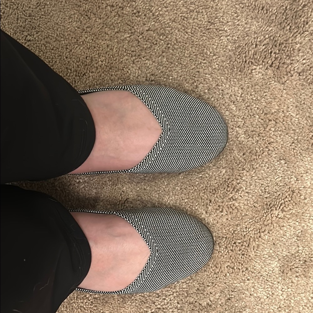 Women's Black and White Slip-On Shoes